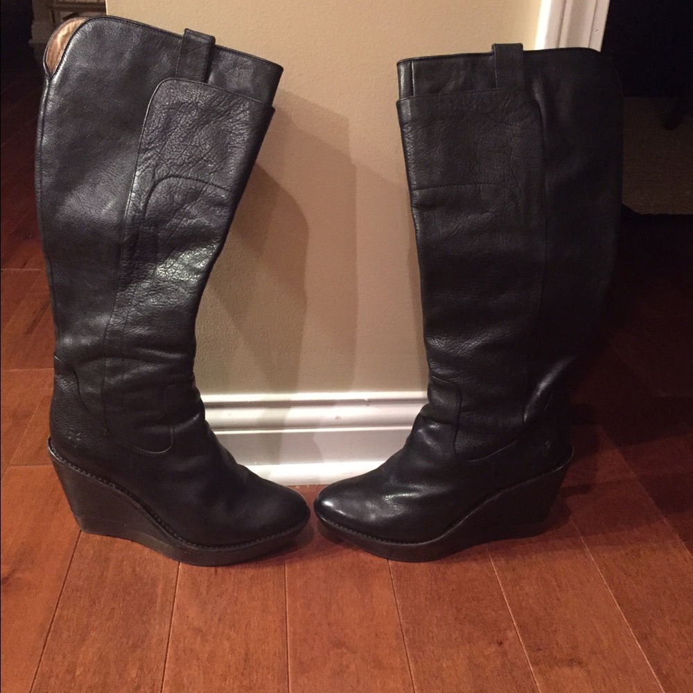 Frye Black Wedge Boots - Picture 3 of 8
